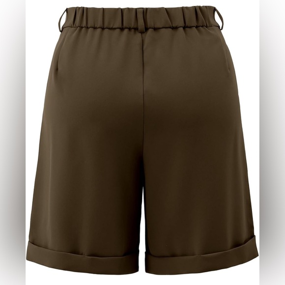 Women Casual Bemuda Shorts High WAIS Wide Leg Cargo Shorts with Side Pockets - Picture 4 of 5